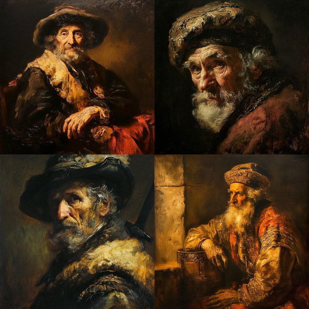 Rembrandt style, Midjourney V6, render 1 of 4