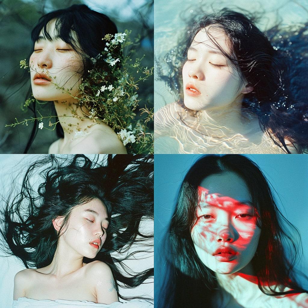 Ren Hang style, Midjourney V6, render 1 of 4