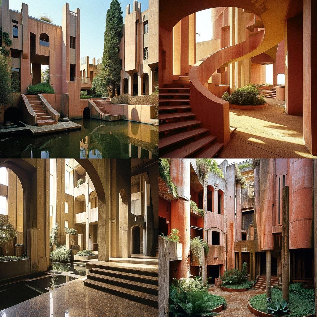 Ricardo Bofill style, Midjourney V6, render 1 of 4
