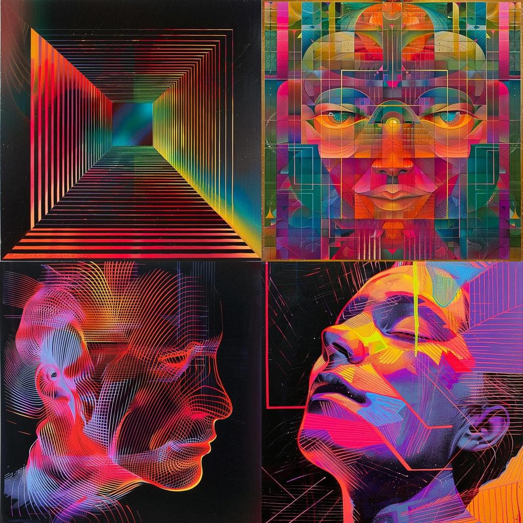 Richard Anuszkiewicz style, Midjourney V6, render 1 of 4