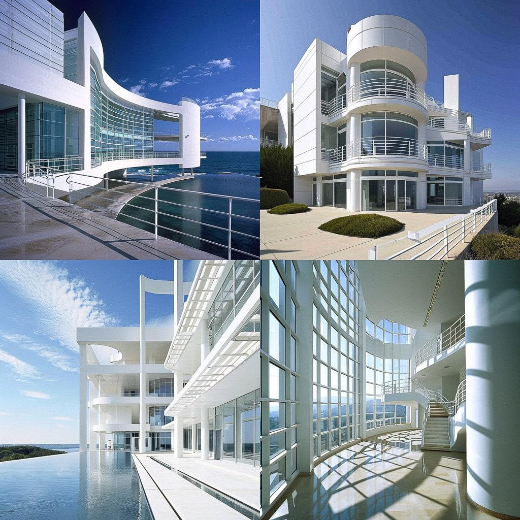 Richard Meier style, Midjourney V6, render 1 of 4