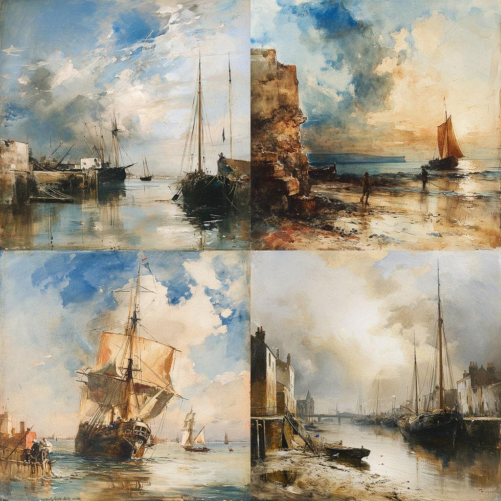 Richard Parkes Bonington style, Midjourney V6, render 1 of 4