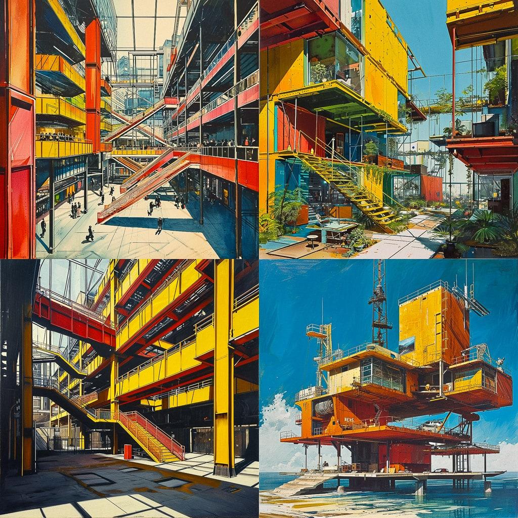 Richard Rogers style, Midjourney V6, render 1 of 4