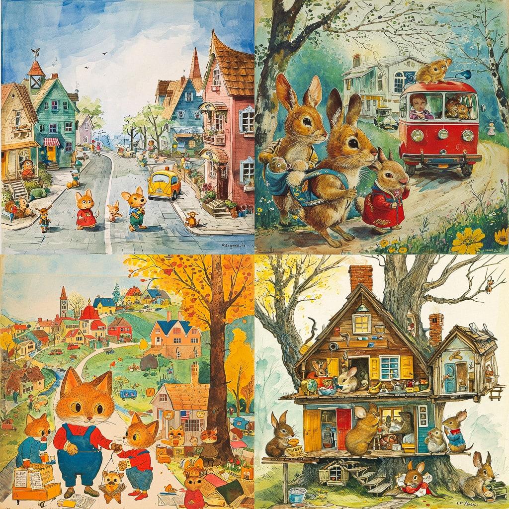 Richard Scarry style, Midjourney V6, render 1 of 4