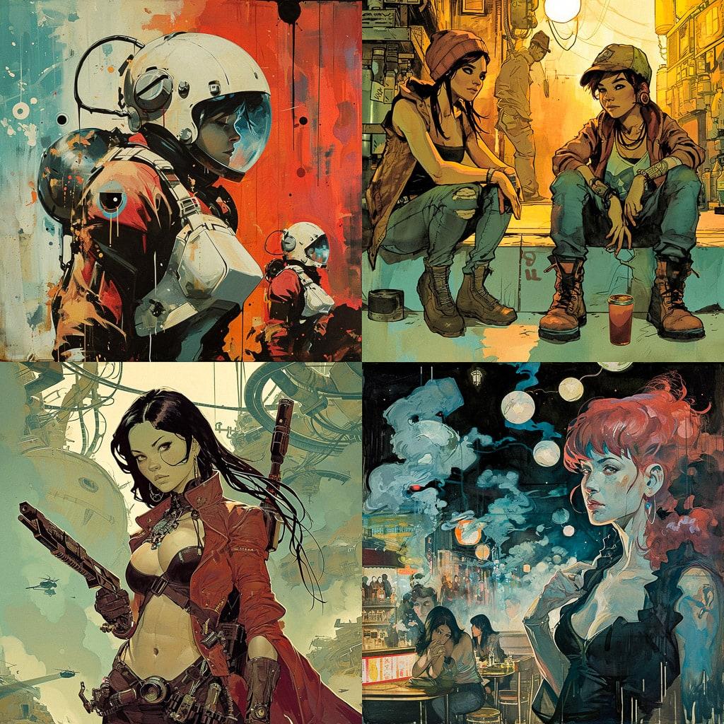 Rick Remender style, Midjourney V6, render 1 of 4