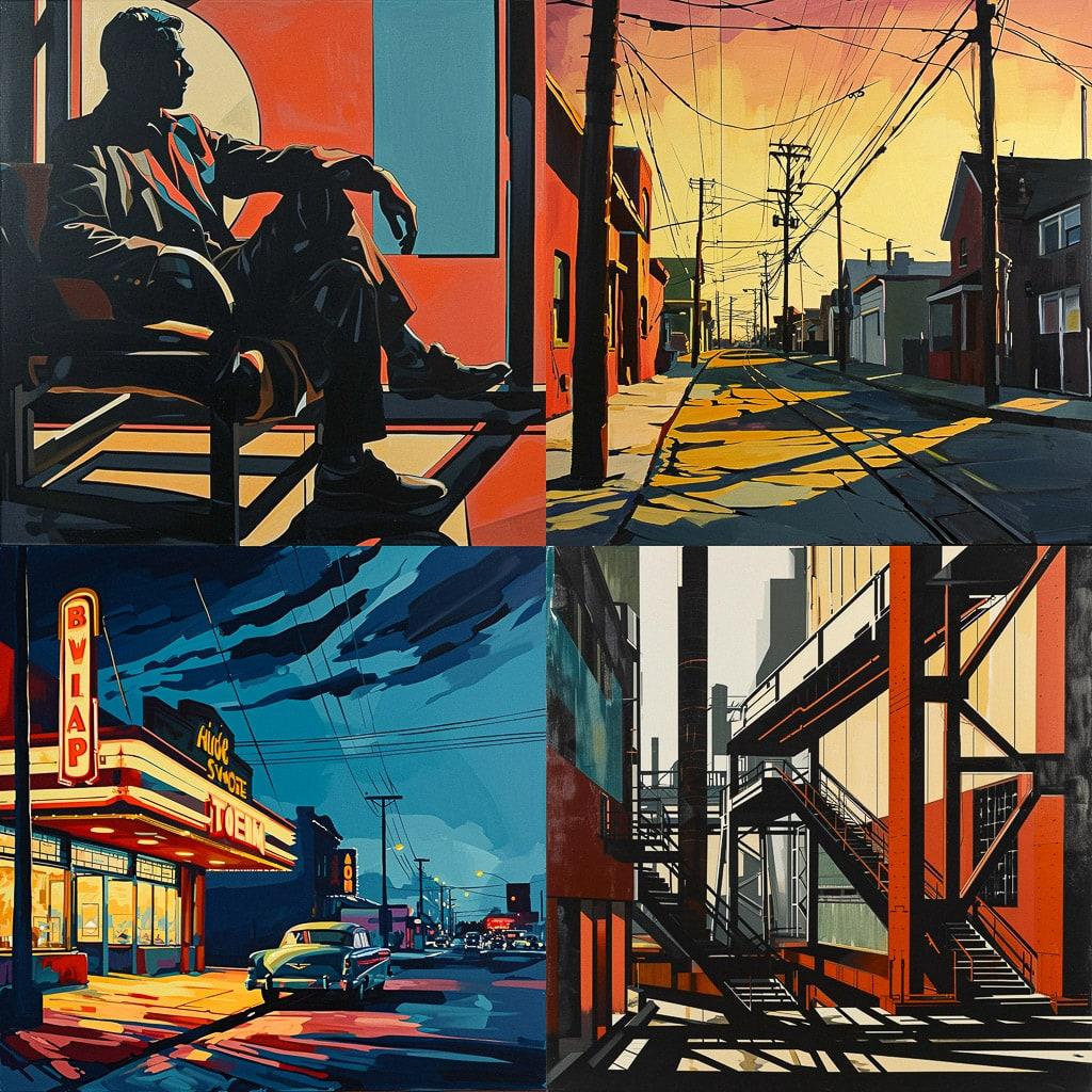Robert Cottingham style, Midjourney V6, render 1 of 4
