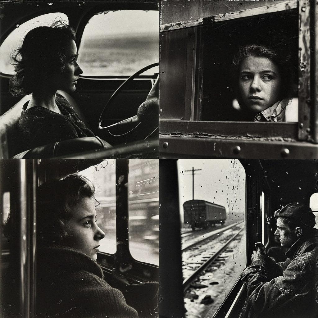 Robert Frank style, Midjourney V6, render 1 of 4