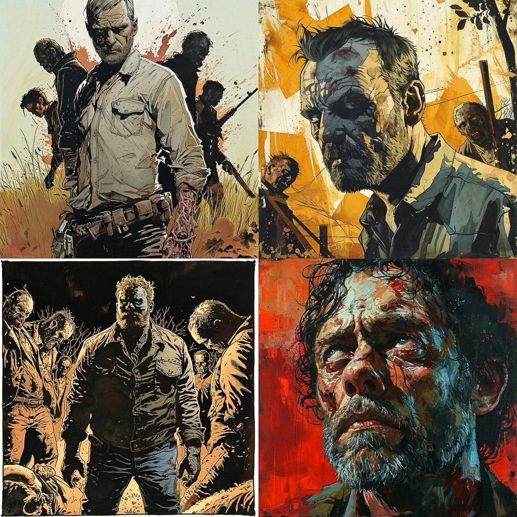 Robert Kirkman style, Midjourney V6, render 1 of 4