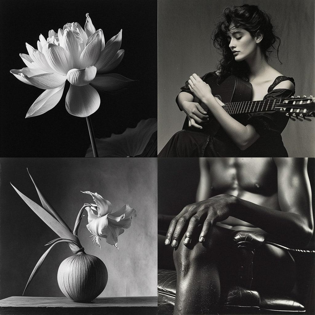 Robert Mapplethorpe style, Midjourney V6, render 1 of 4