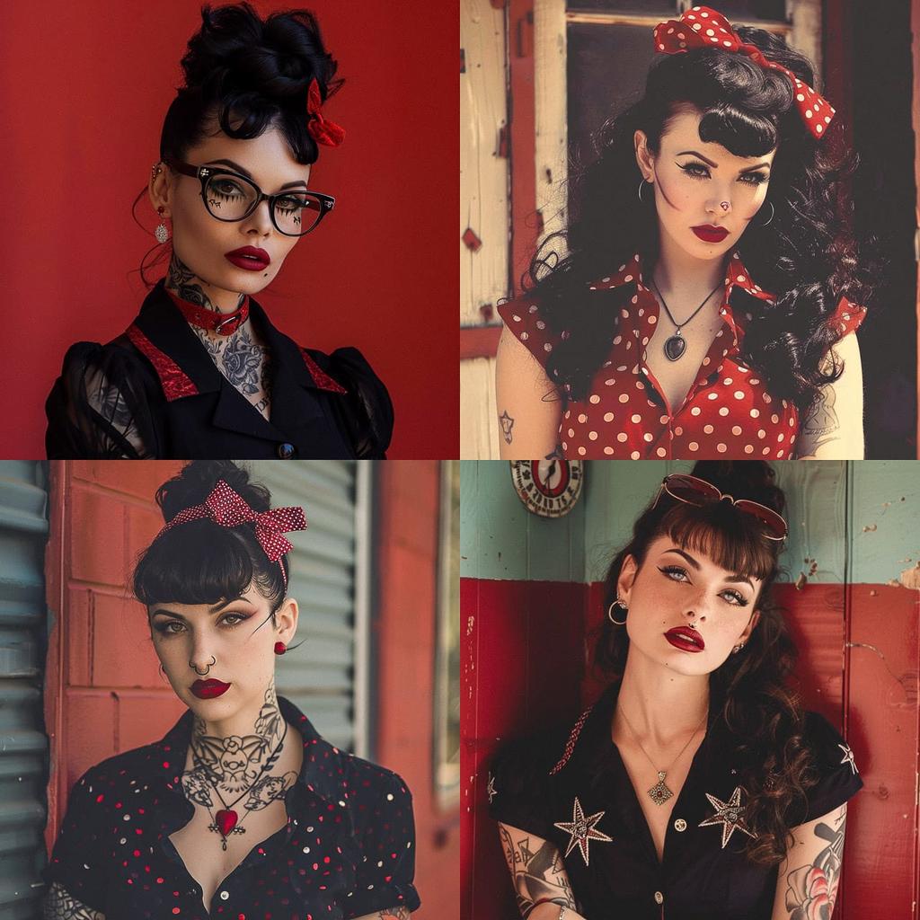 Rockabilly fashion style, Midjourney V6, render 1 of 4
