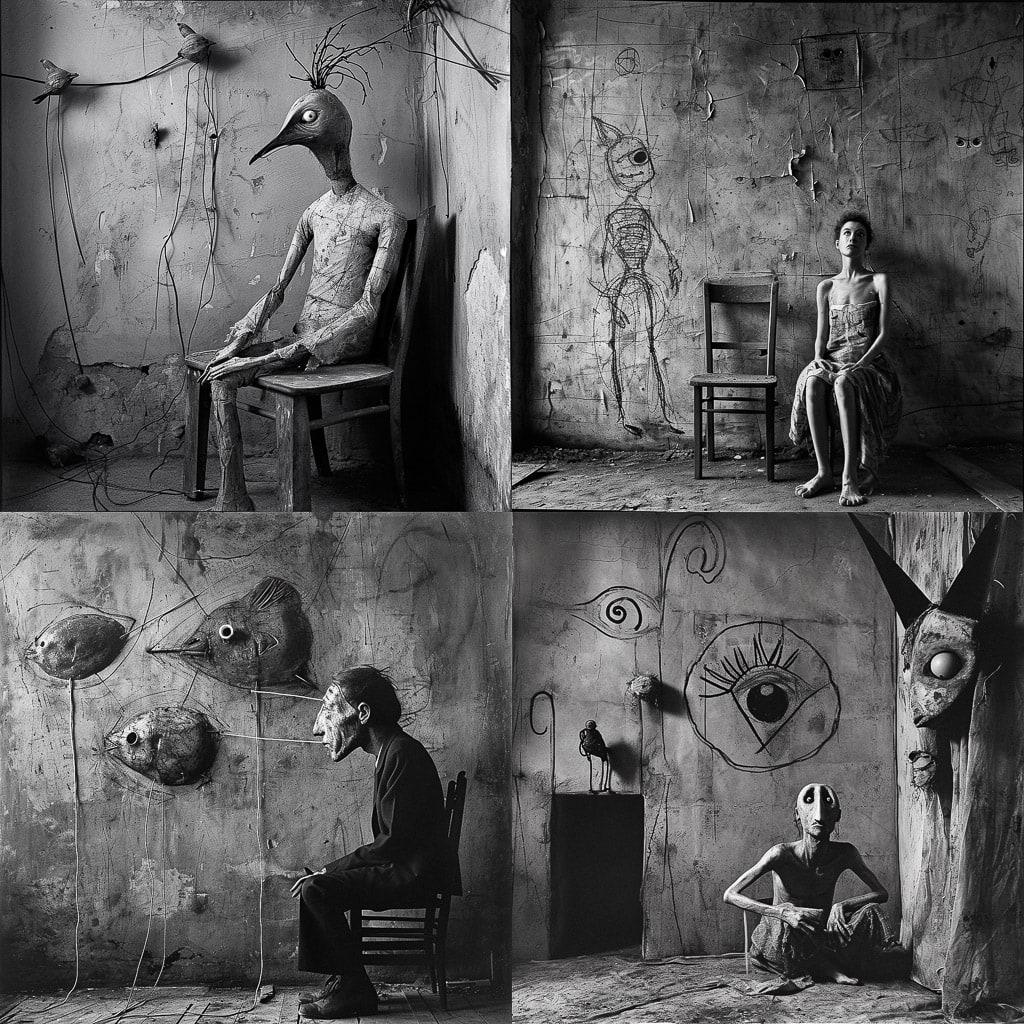 Roger Ballen style, Midjourney V6, render 1 of 4