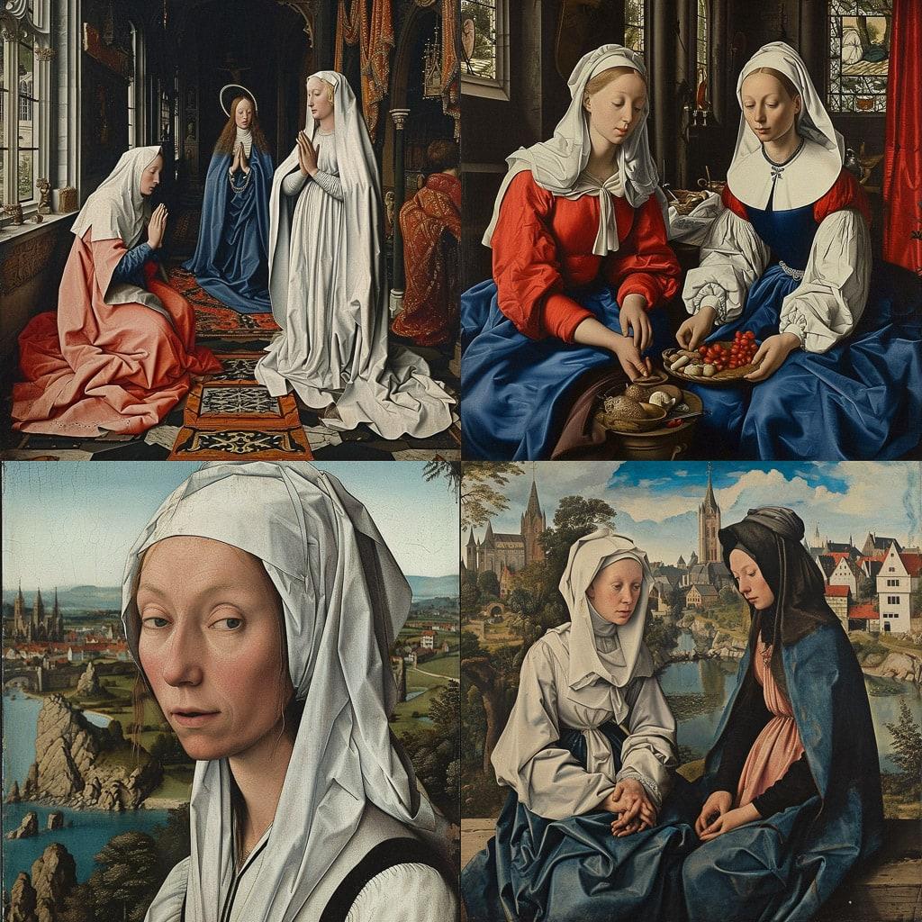 Rogier van der Weyden style, Midjourney V6, render 1 of 4