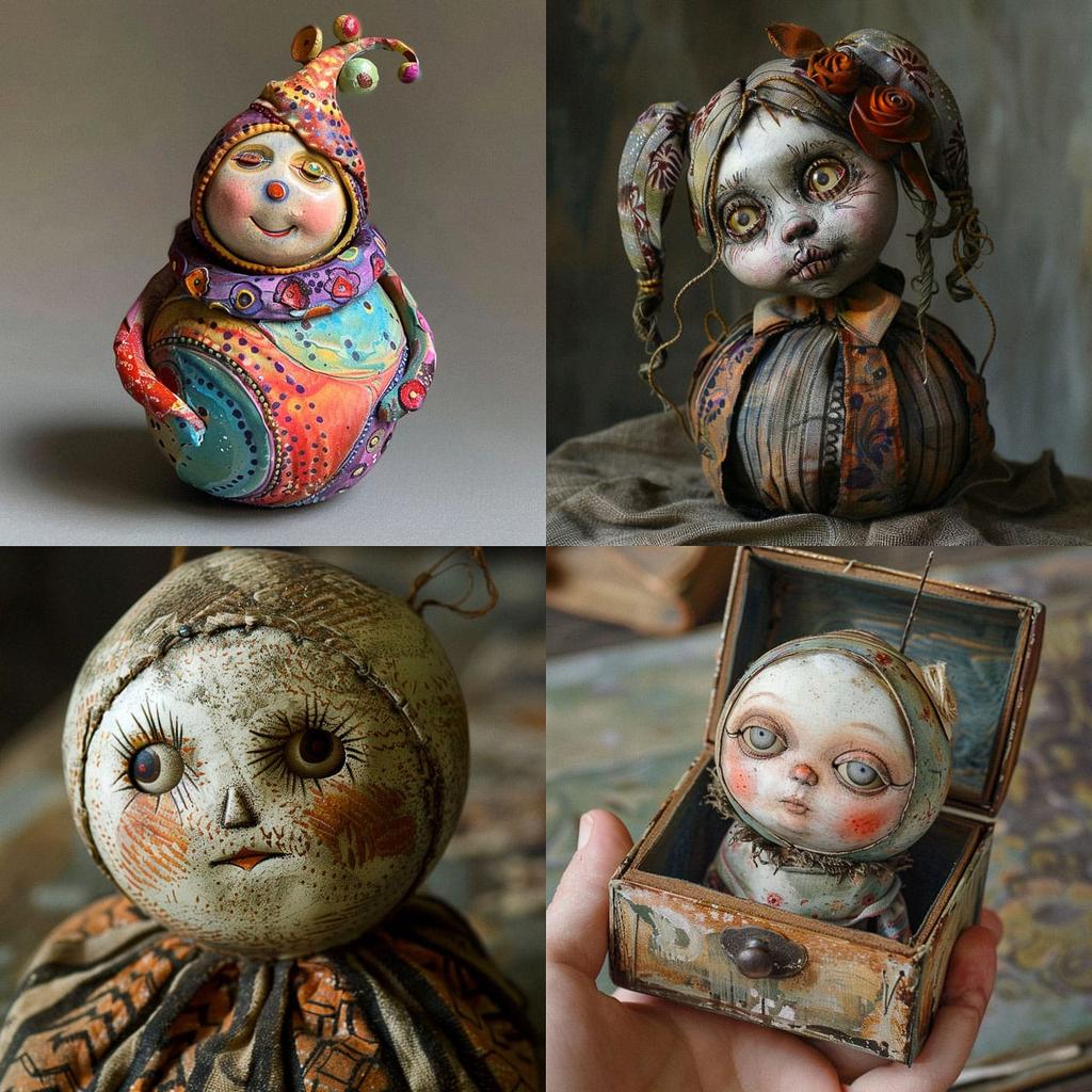 Roly-poly doll style, Midjourney V6, render 1 of 4