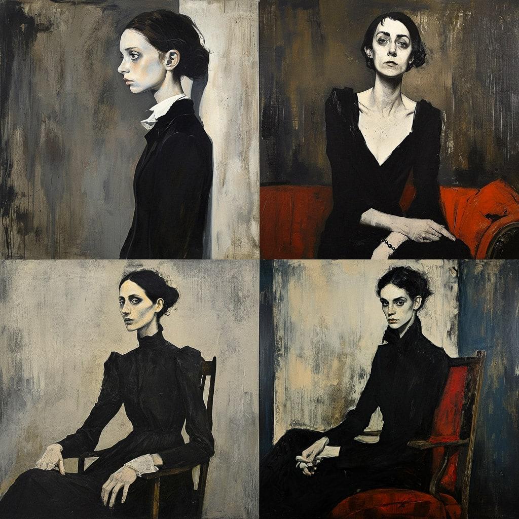 Romaine Brooks style, Midjourney V6, render 1 of 4
