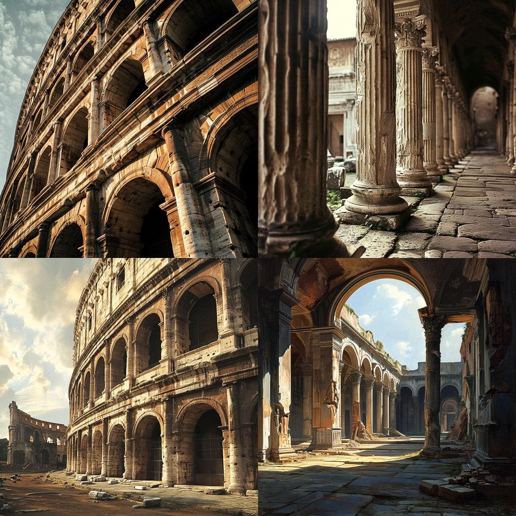 Roman architecture style, Midjourney V6, render 1 of 4