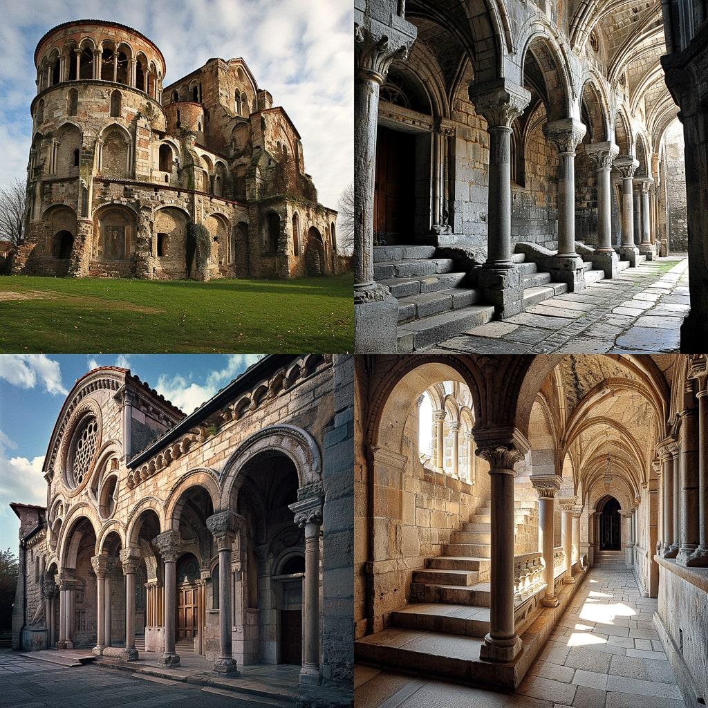 Romanesque architecture style, Midjourney V6, render 1 of 4