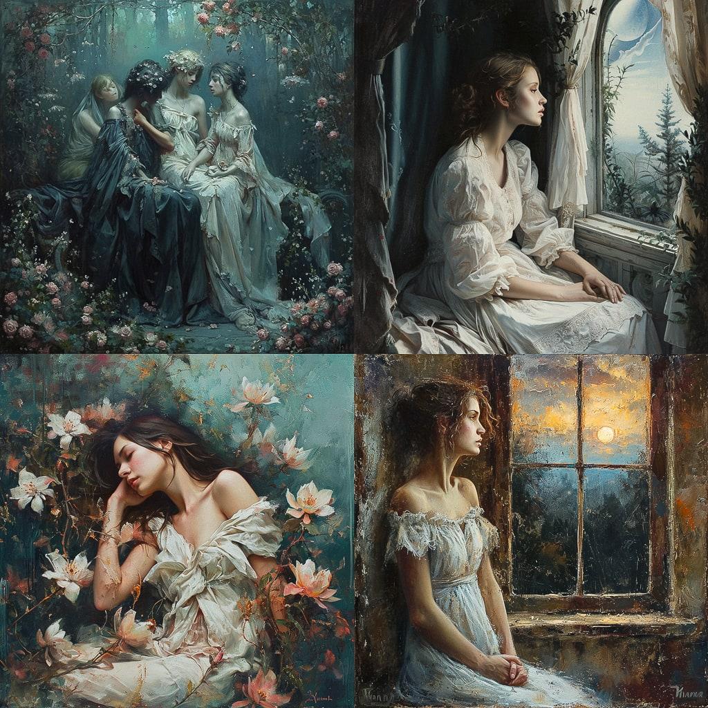 Romanticism style, Midjourney V6, render 1 of 4