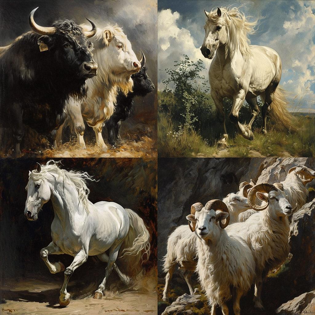Rosa Bonheur style, Midjourney V6, render 1 of 4