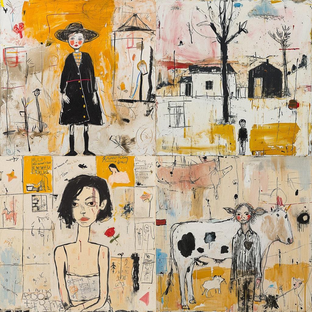 Rose Wylie style, Midjourney V6, render 1 of 4