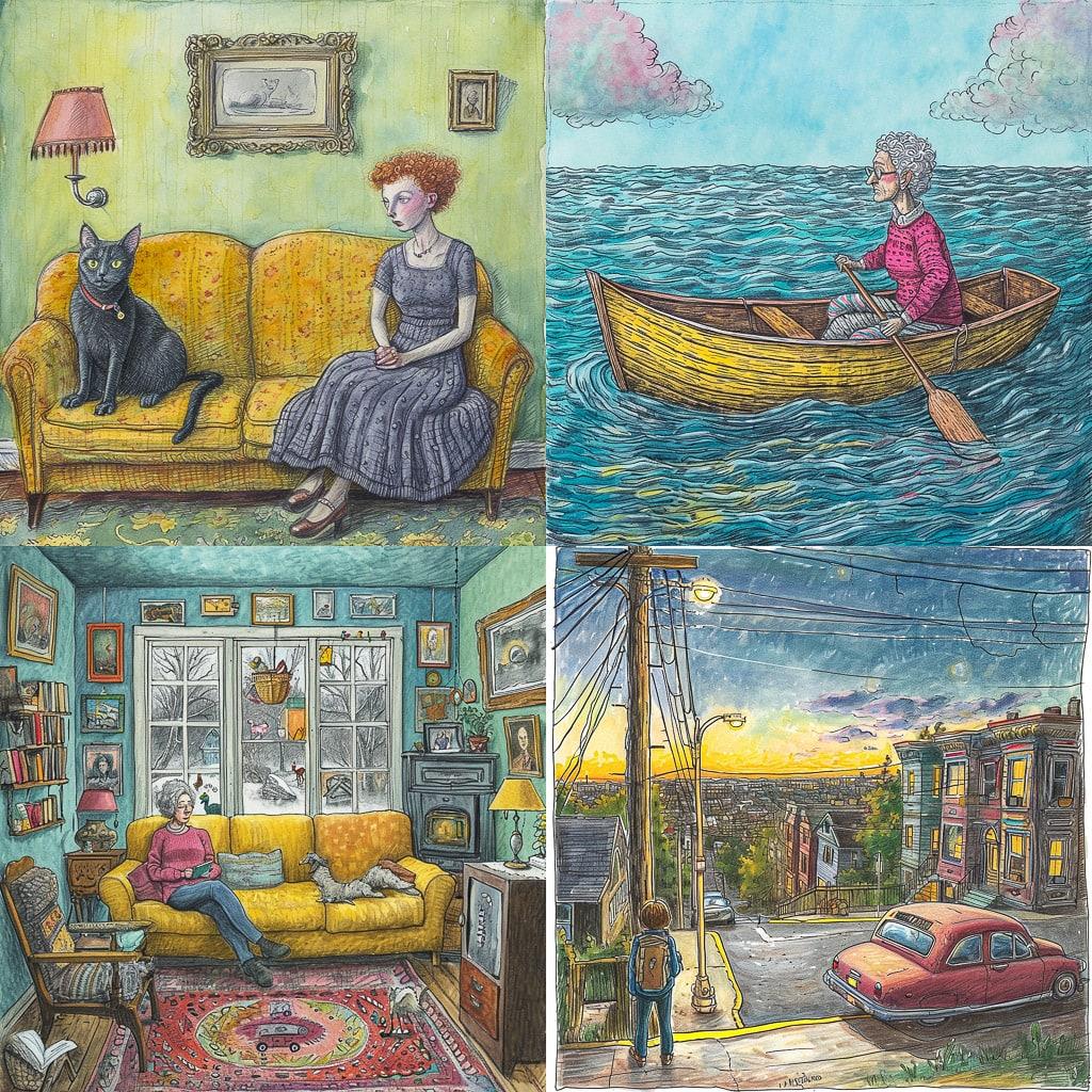 Roz Chast style, Midjourney V6, render 1 of 4