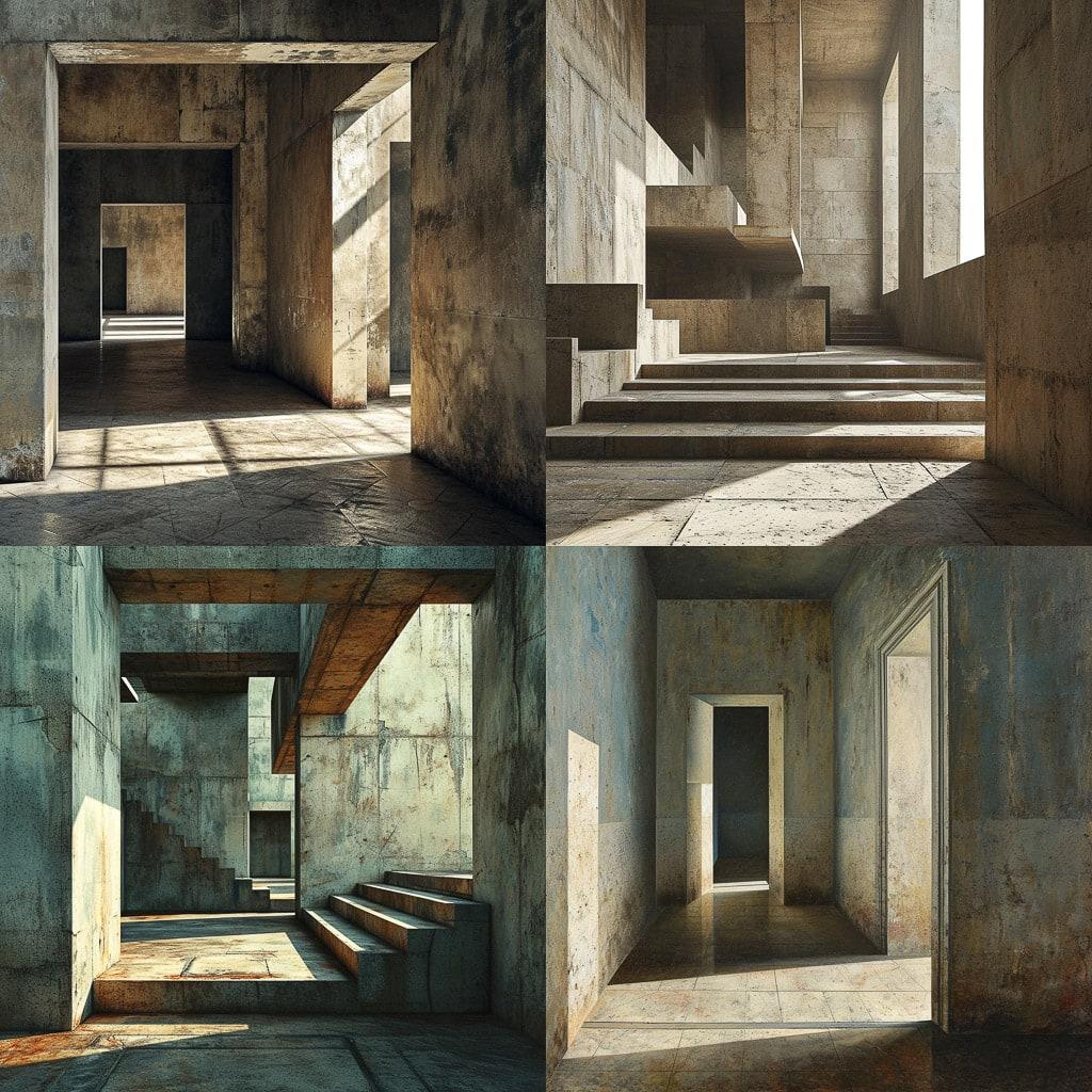 Rudolf Olgiati style, Midjourney V6, render 1 of 4