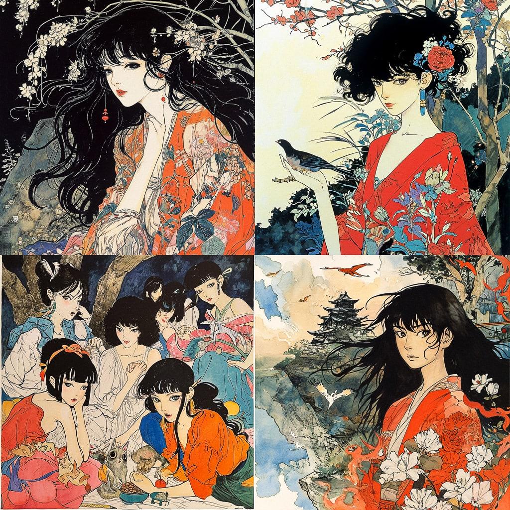 Rumiko Takahashi style, Midjourney V6, render 1 of 4