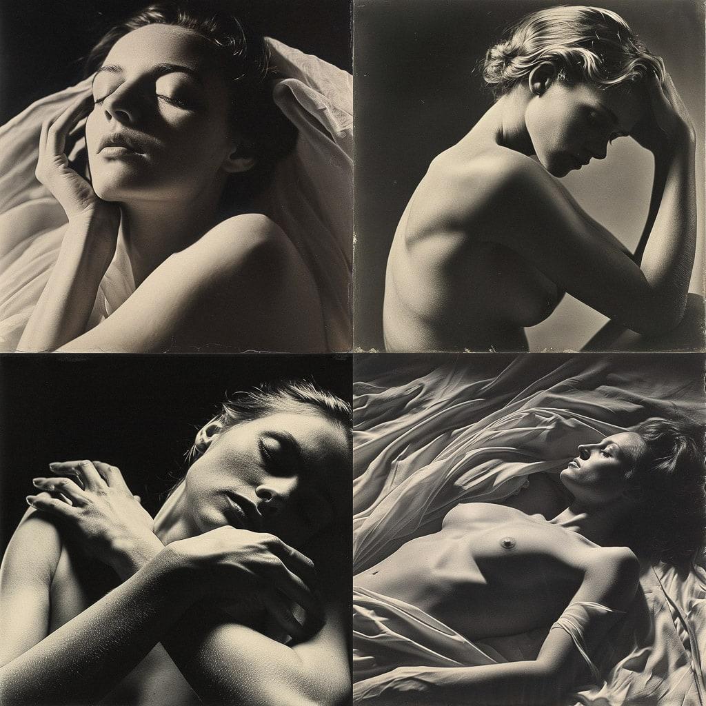 Ruth Bernhard style, Midjourney V6, render 1 of 4