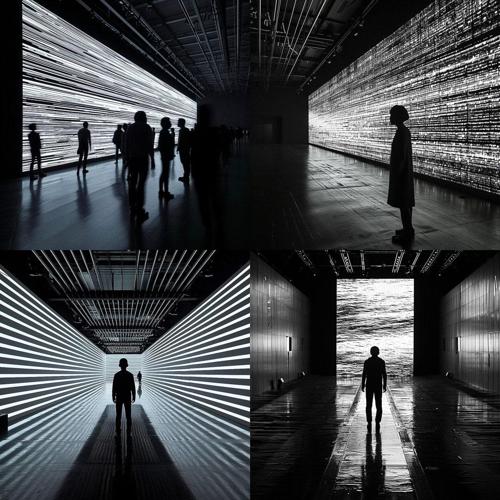 Ryoji Ikeda style, Midjourney V6, render 1 of 4