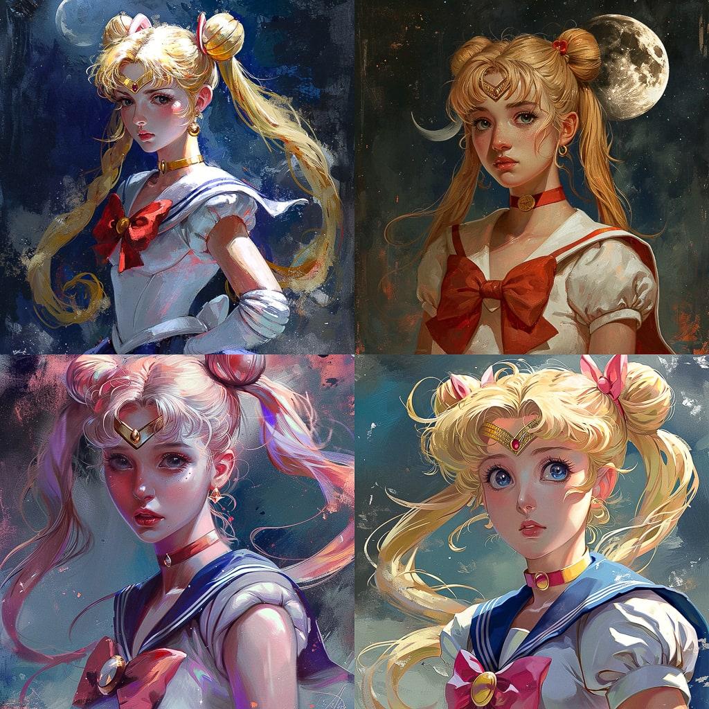 Sailor Moon style, Midjourney V6, render 1 of 4