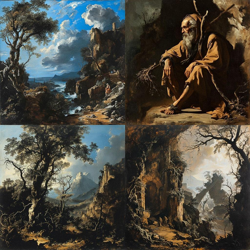 Salvator Rosa style, Midjourney V6, render 1 of 4