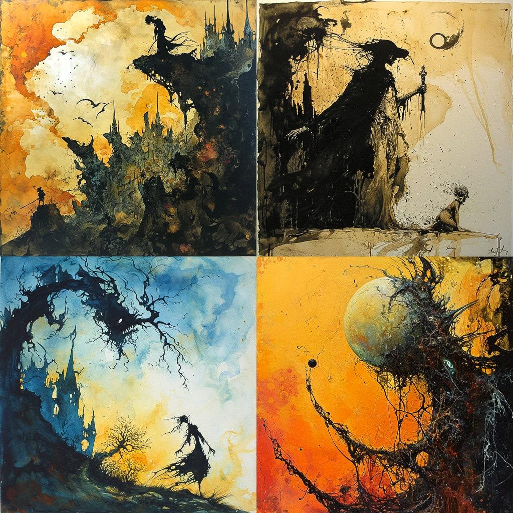 Sam Kieth style, Midjourney V6, render 1 of 4