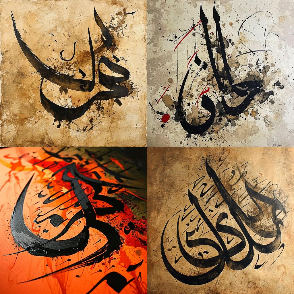 Sama Calligraphy style, Midjourney V6, render 1 of 4