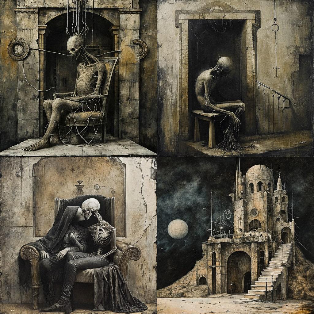 Santiago Caruso style, Midjourney V6, render 1 of 4