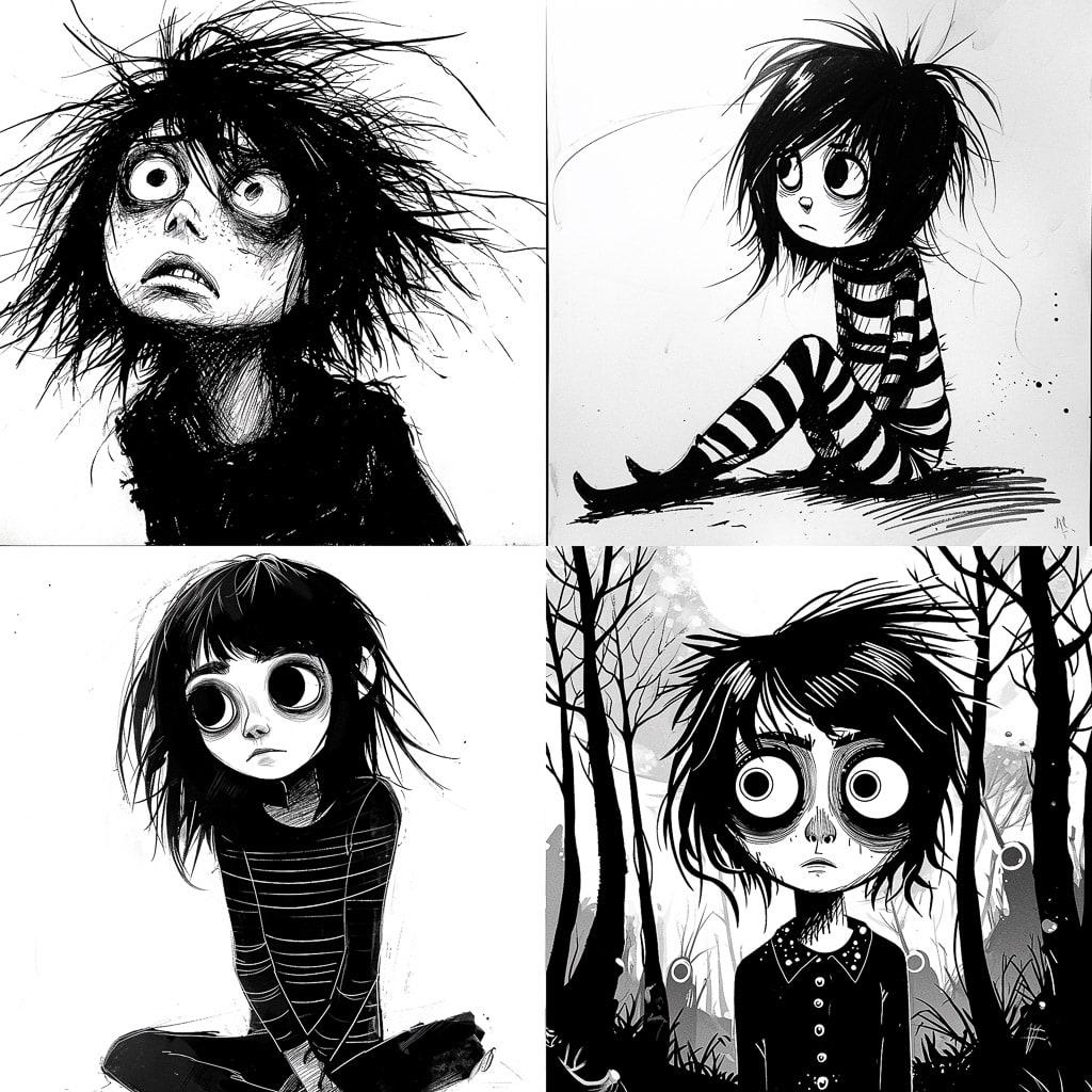 Sarah Andersen style, Midjourney V6, render 1 of 4