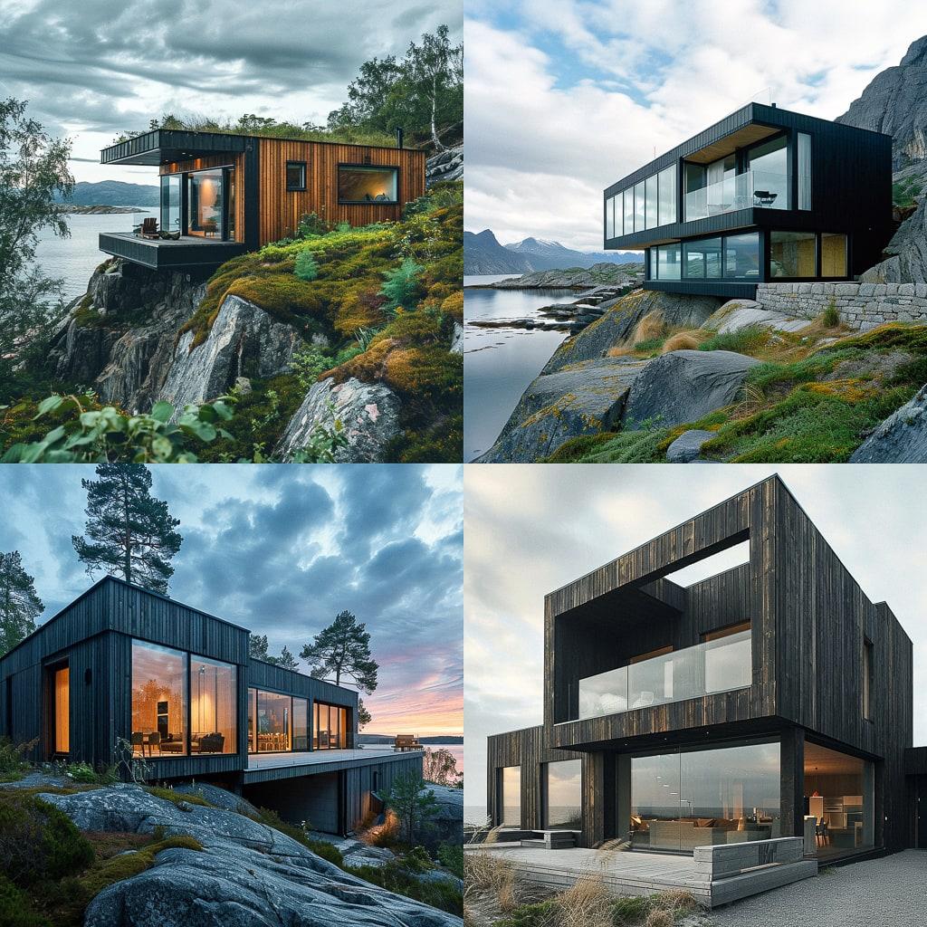 Scandinavian architecture style, Midjourney V6, render 1 of 4