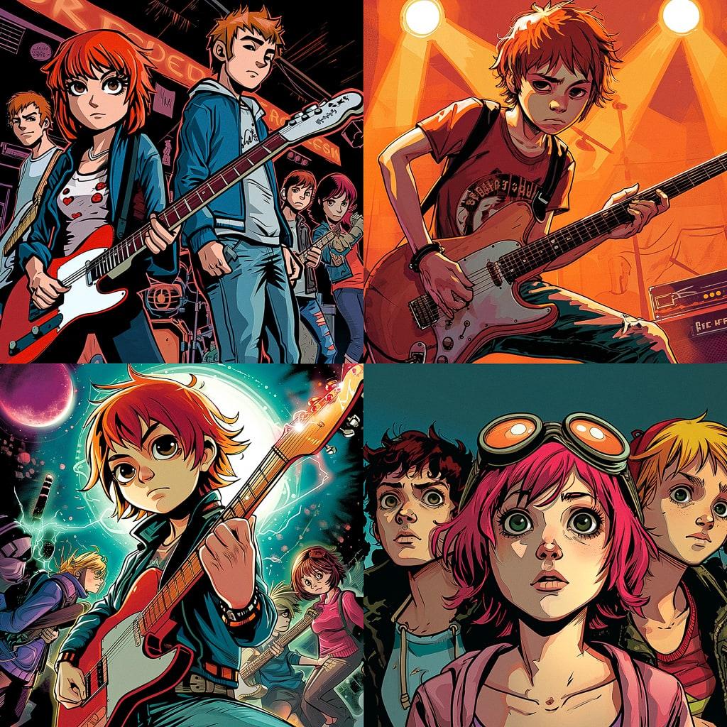 Scott Pilgrim style, Midjourney V6, render 1 of 4