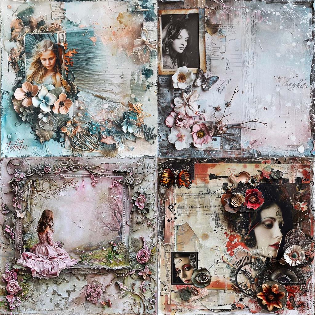 Scrapbooking style, Midjourney V6, render 1 of 4
