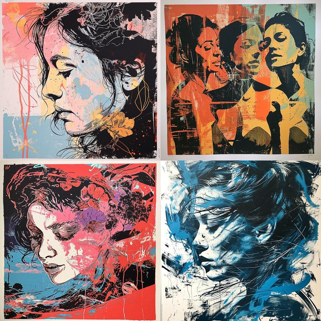 Screenprint style, Midjourney V6, render 1 of 4