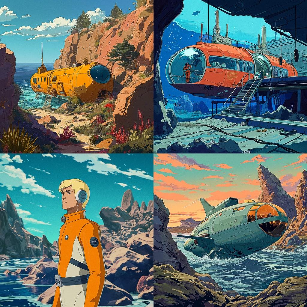 Sealab 2021 style, Midjourney V6, render 1 of 4