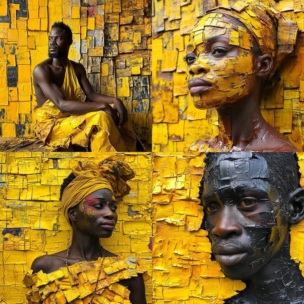 Serge Attukwei Clottey style, Midjourney V6, render 1 of 4