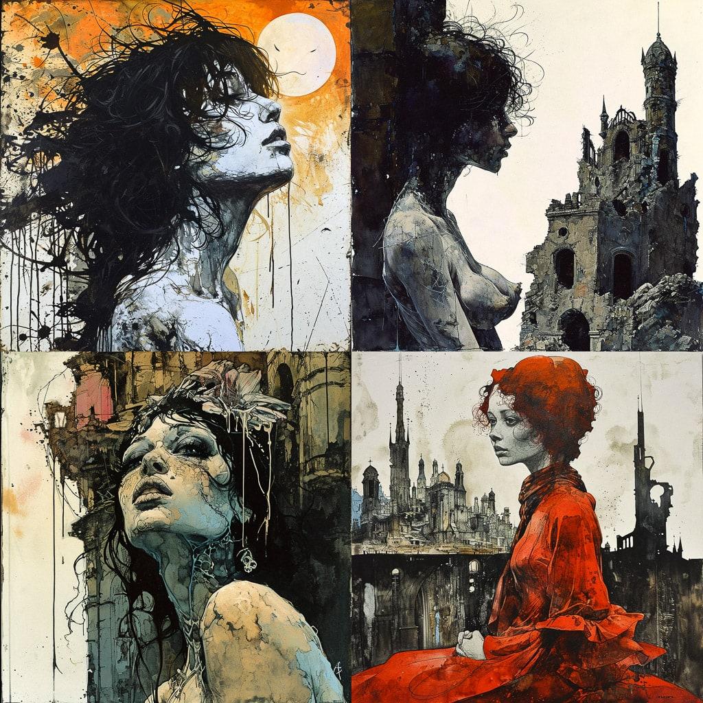 Sergio Toppi style, Midjourney V6, render 1 of 4