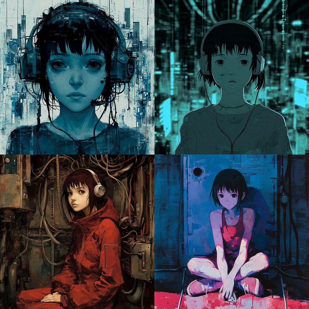 Serial Experiments Lain style, Midjourney V6, render 1 of 4