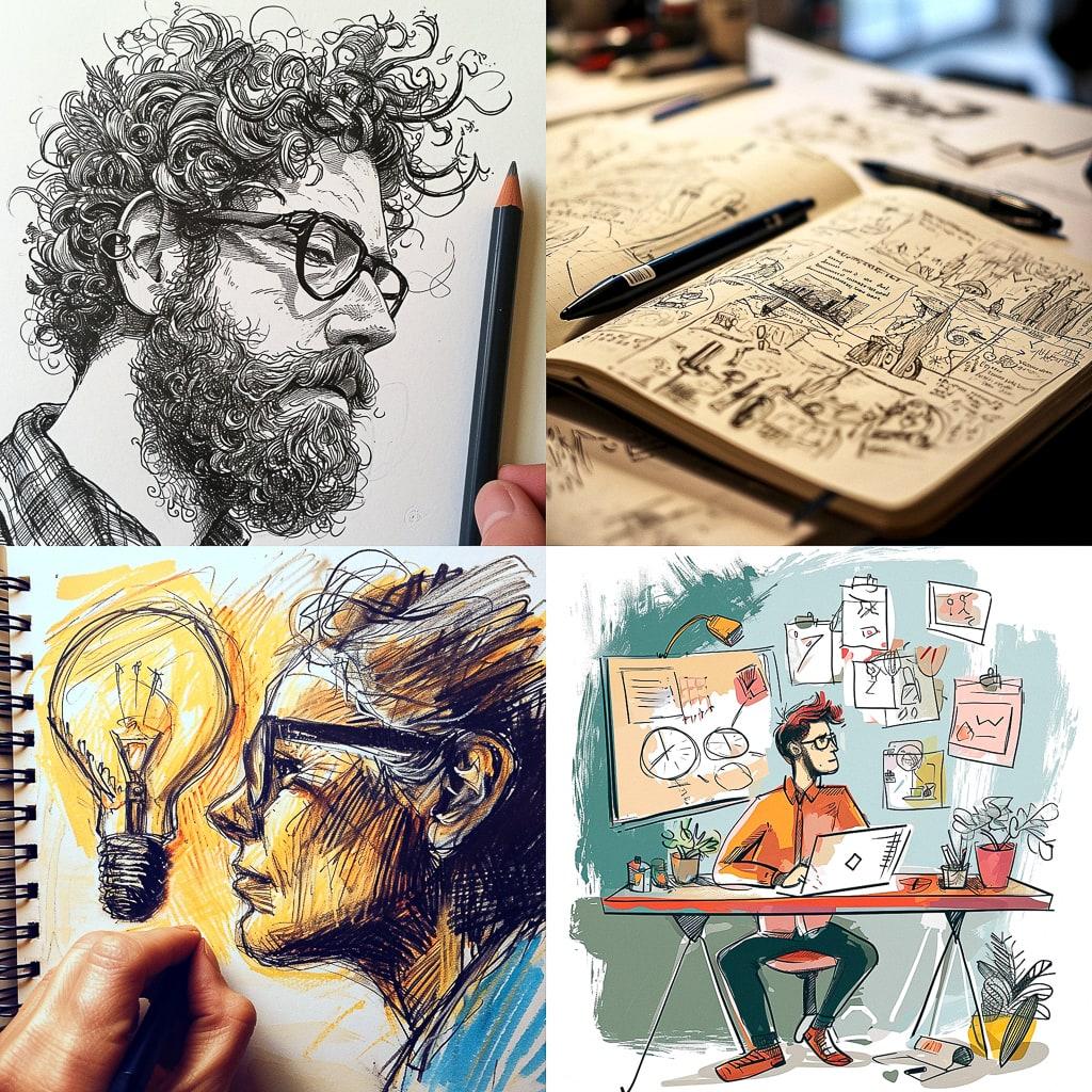 Sketchnote style style, Midjourney V6, render 1 of 4