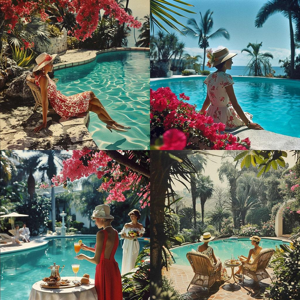 Slim Aarons style, Midjourney V6, render 1 of 4