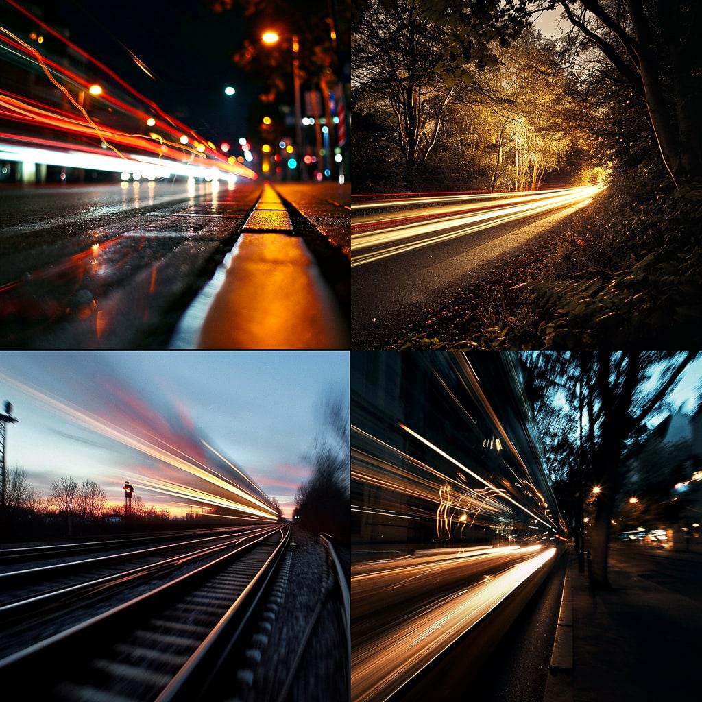 Slow shutter speed style, Midjourney V6, render 1 of 4