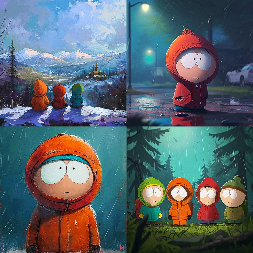 South Park style, Midjourney V6, render 1 of 4