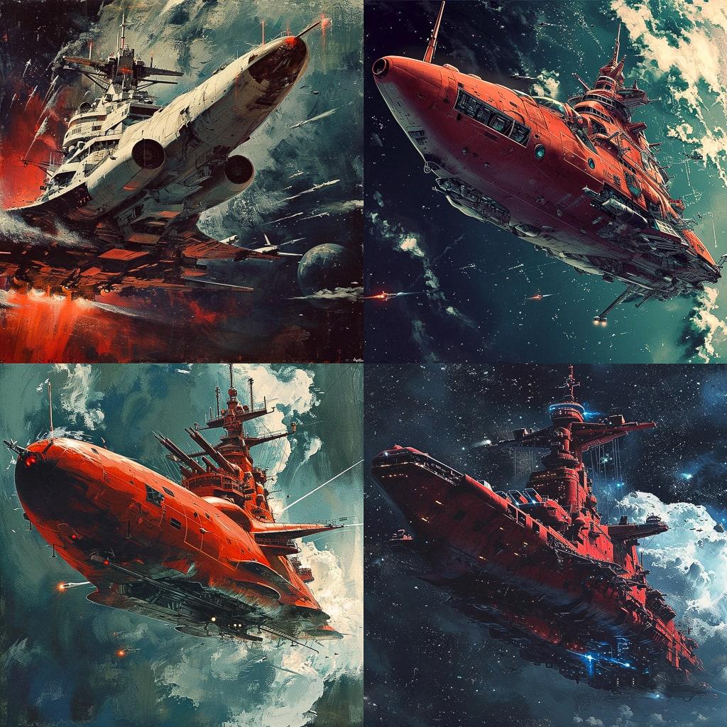 Space Battleship Yamato style, Midjourney V6, render 1 of 4