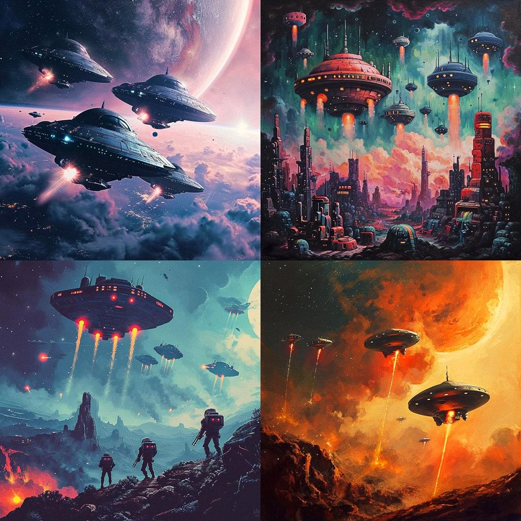 Space Invaders style, Midjourney V6, render 1 of 4