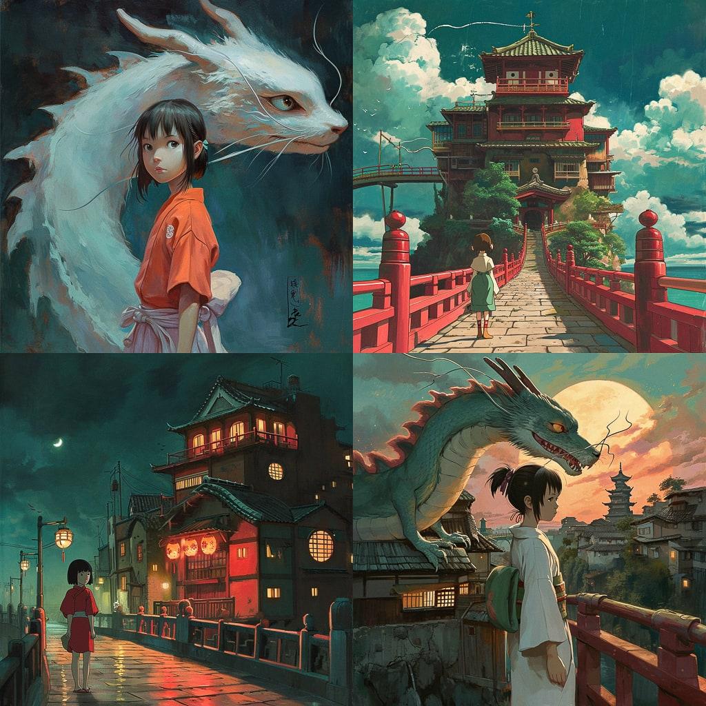 Spirited Away style, Midjourney V6, render 1 of 4