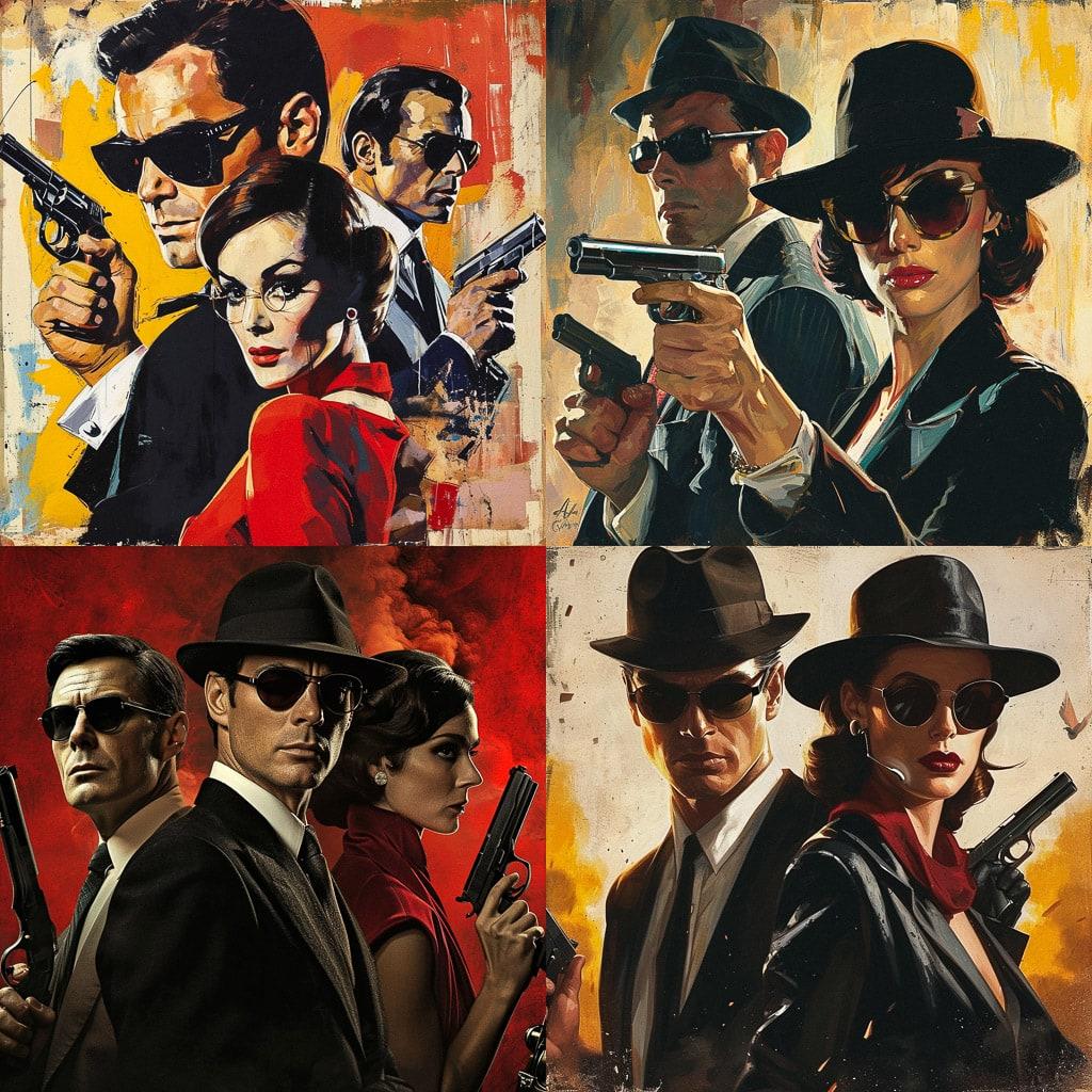 Spy movie style, Midjourney V6, render 1 of 4